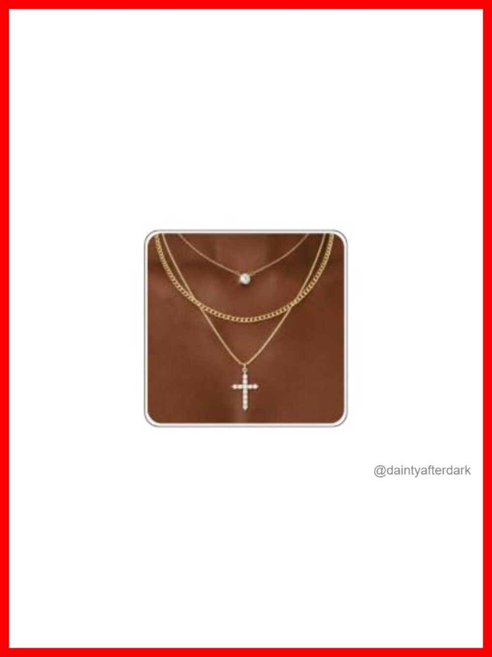 Layered Gold Necklace Set - 14K Gold Plated, 3 Separate Chains, Pendant, Dainty